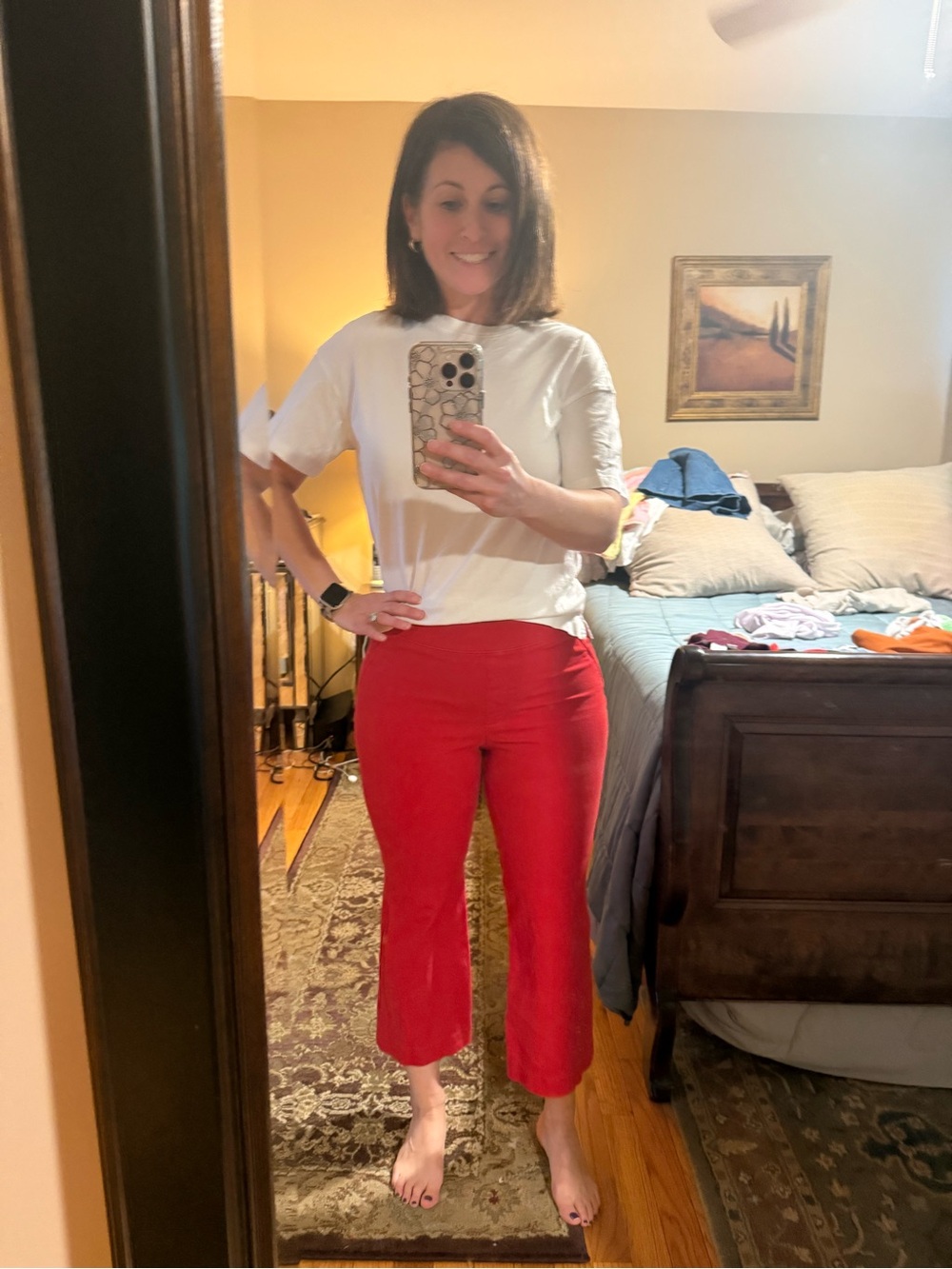 SPANX On The Go Kick Flare Red Cropped Pants
